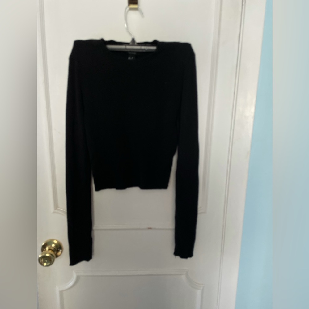 Womens small black ribbed sweater long sleeve crew neck